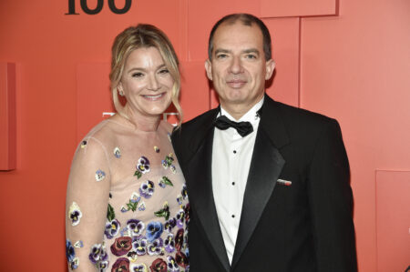 Stéphane Bancel, right, and wife Brenda Bancel attend the TIME100 Gala celebrating the 100 most influential people in the world at Frederick P. Rose Hall, Jazz at Lincoln Center on Wednesday, June 8, 2022, in New York. (Photo by Evan Agostini/Invision/AP)